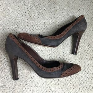 Philosophy di Alberta Ferretti gray and brown suede pumps